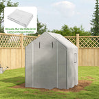 Greenhouse Cover Replacement Walk-in PE Hot House Cover with Roll-up Door and Windows, 140 x 143 x 190cm, White
