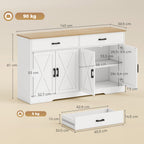 Sideboard Buffet Schrank, 140 cm Farmhaus Küchen-Schrank mit 2 Schubladen und 2 Schränken, Weiß