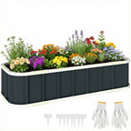 Galvanised Raised Garden Bed, 4.5 x 2 x 1 ft Metal Planter with Gloves and Folded Edging, Dark Grey