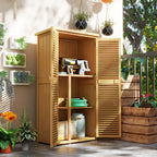 Gartenkommode wetterfest, 2 Türen mit Schloss, Kiefernholz, 87L x 46,5B x 160H cm, Hellgelb