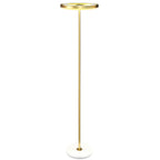 Stehlampe, Fußschalter, Metallstruktur, Acrylschirm, 4000K, dimmbar, Goldfarben