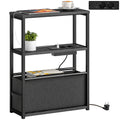 Beistelltisch Sofatisch mit Steckdosenleiste, Ablage, f¨¹r Kleine R?ume, 45x18x60,2cm, Schwarz