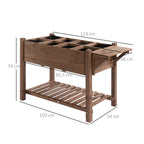 Wooden Raised Garden Plant Stand Tall Flower Bed with Shelf 123 x 54 x 80cm