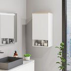 Wandmontierter Badezimmerschrank, Wandschrank f¨¹r Badezimmer mit verstellbaren Ablagen, offenem Fach, Holz, Wei?