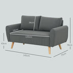 Zweisitzer-Sofa, Stoffcouch, 2 R¨¹ckenkissen, Cordbezug, 145 x 75 x 78 cm, Anthrazit