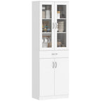 K¨¹chenschrank Buffetschrank mit verstellbar Regal Schublade 2 Schrank Hochschrank mit Glast¨¹r 60 x 35 x 180 cm Wei?