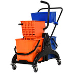 Reinigungseimer, Wischmoppeimer, rollbar, 26 Liter, Kunststoff, Metall, Orange
