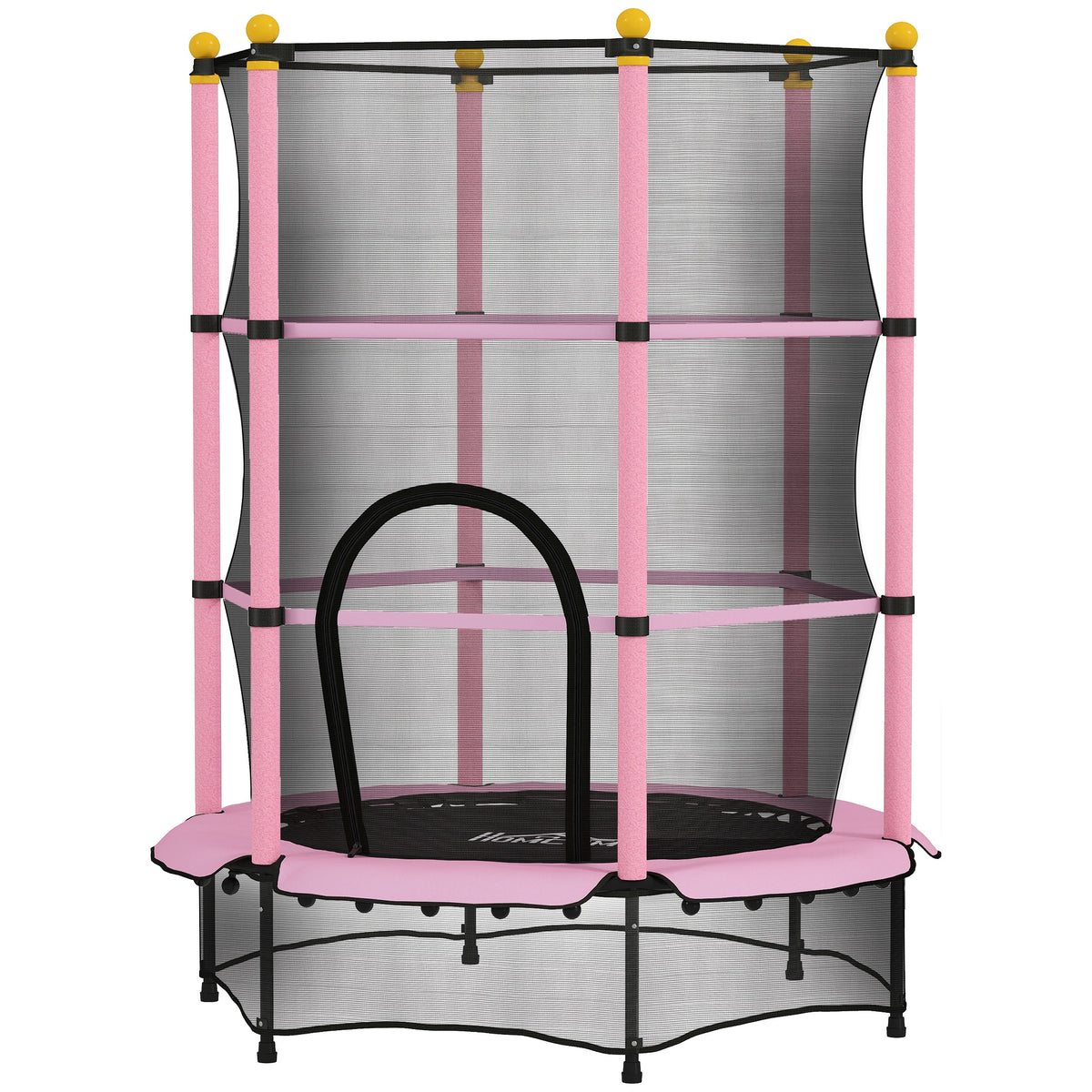 4.6FT/55" Kids Trampoline with Enclosure Net, Outdoor Indoor Use, for Ages 3-10 Years, Pink
