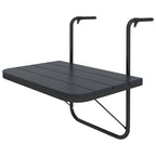 Balkon-H?ngetisch, klappbar, h?henverstellbar, Alumiumrahmen, Kunststoff-Tischplatte, Holzoptik, Schwarz