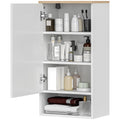 Wandmontierter Badezimmerschrank, Wandschrank f¨¹r Badezimmer mit verstellbaren Ablagen, offenem Fach, Holz, Wei?