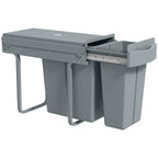 Ausziehbarer M¨¹lleimer, K¨¹chenm¨¹llbeh?lter mit 2 herausnehmbaren Eimern, Griff, 30 Liter (20 L+10 L), Metall, Grau