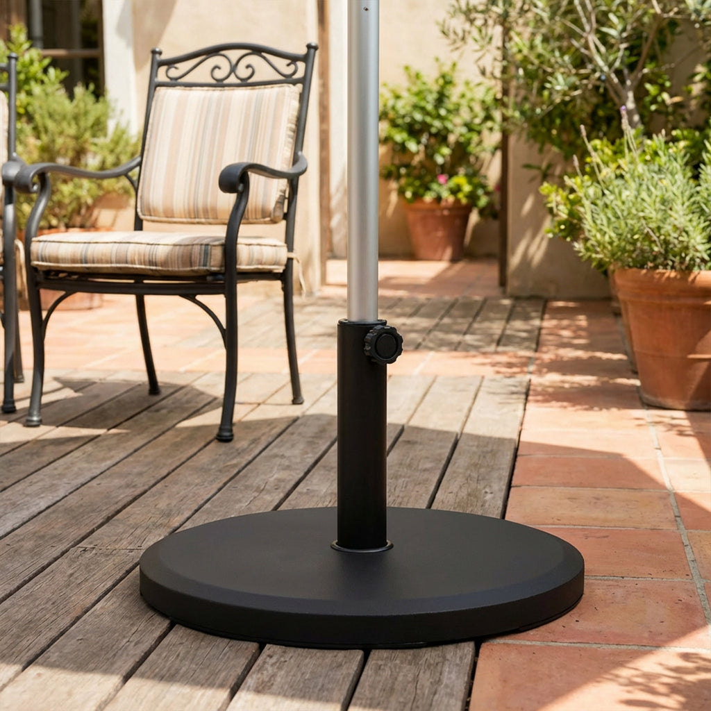 Sonnenschirmständer aus Zement 13kg Rund Schirmständer für Sonnenschirm 34mm/38mm/48mm Rohrdurchmesser, Schwarz