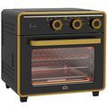 Mini-Backofen, 20 Liter, ölfreies Frittieren, Grillen, Backen, Umluft, 90-230° C, Timer, 1400W, schwarz+gold