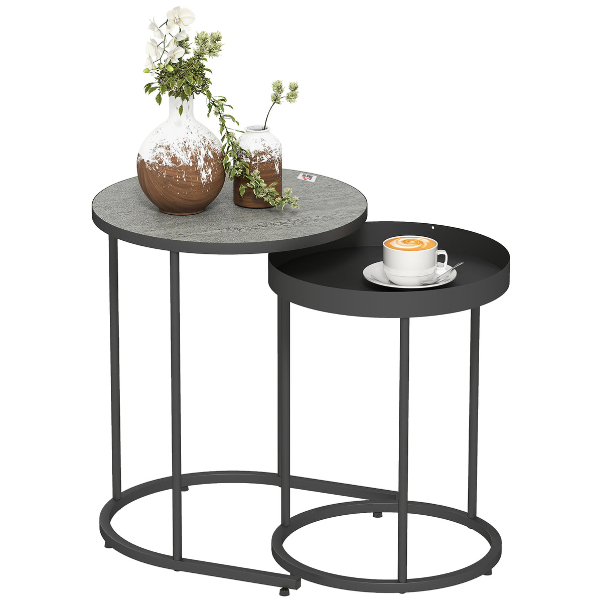 Set of Two Industrial Nesting Tables - Grey