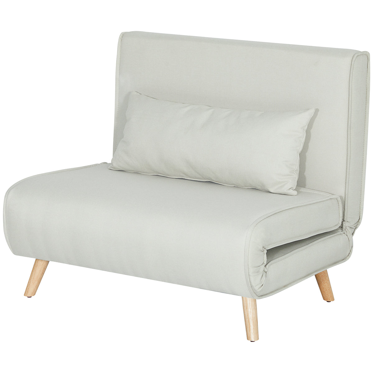 Einzelsofa Schlafsofa Sofabett Klappsofa verstellbar Rückenlehne Liege nordisch skandinavisch 25D Schaumstoff Haus Leinenimitat Kautschukholz Cremeweiß 94 x 78 x 80 cm