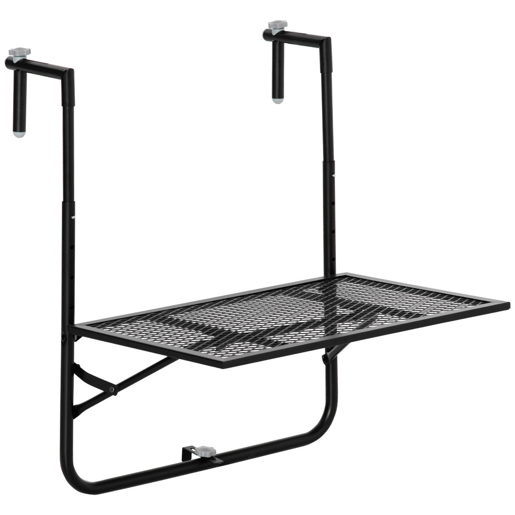 Balkonhängetisch klappbar 4-fach höhenverstellbarer Hängetisch aus Metall wetterfest Balkontisch 60x40 cm Schwarz