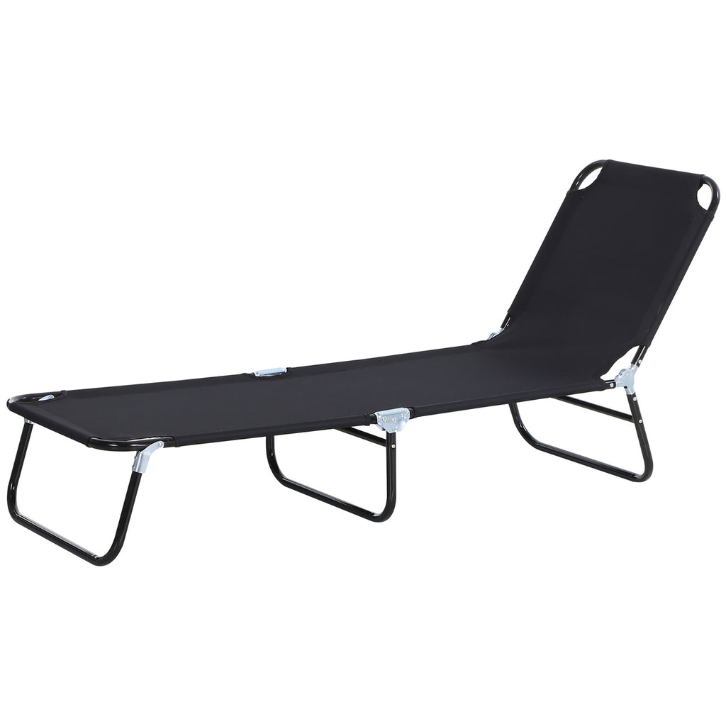 Sonnenliege, 5-fach verstellbare Rückenlehne, schnelltrocknend, Metallrahmen, 190 x 56 x 28 cm, Schwarz