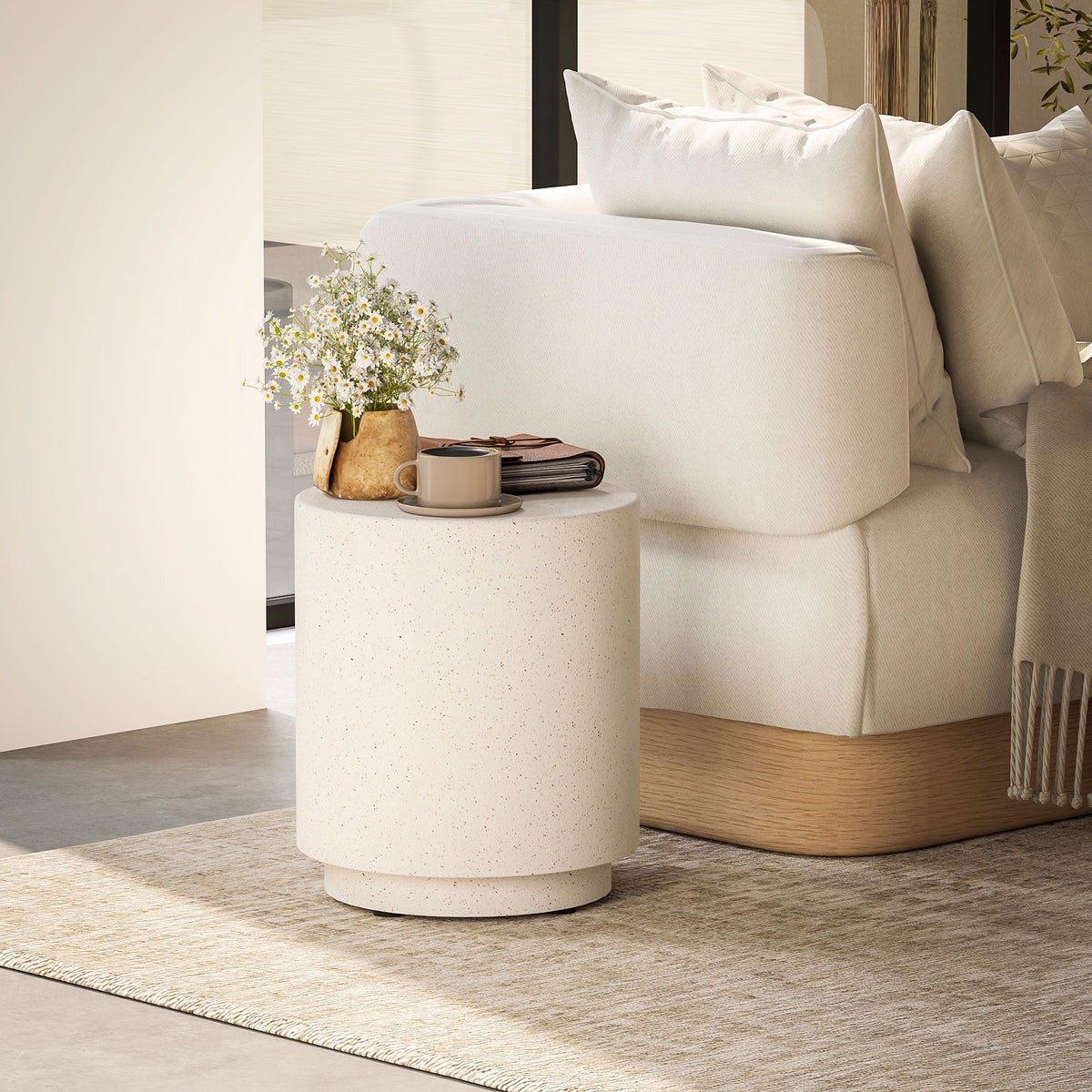 Beistelltisch in Beton-Optik 37?cm x 37 cm x 43 cm Anorganisches Erz-Pulver Grau