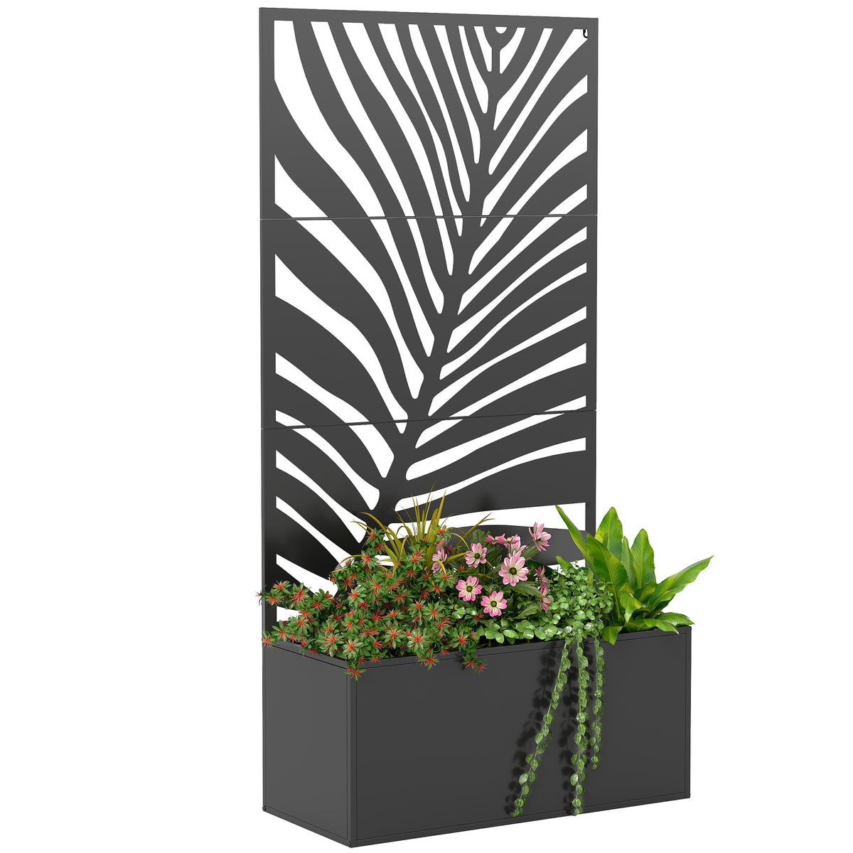 Hochbeet Pflanzkasten mit Sichtschutz Pflanzk¨¹bel Blumenkasten Metall, Gartenspalier 90 x 40 x 180 cm Schwarz