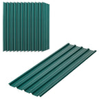 Set of 12 Corrugated Steel Roof Sheet Panels - Green