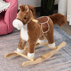 Kids Classic Rocking Horse, with Moving Mouth, Neighing Sounds, Brown