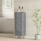 Badezimmerschrank, Badschrank, 4 Schubladen, Spanplatte, glatt, Grau