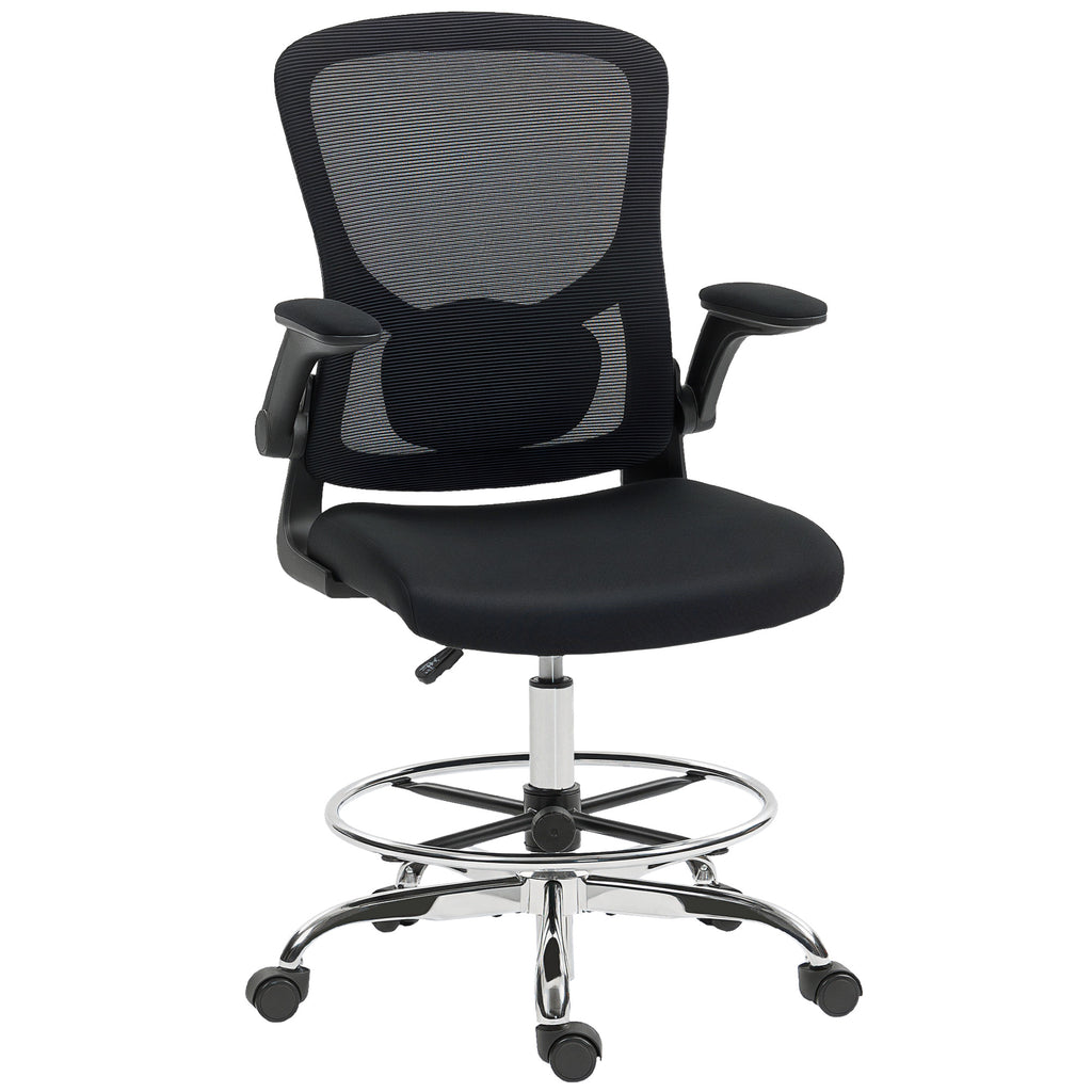 Zeichenstuhl mit Lendenstütze, höhenverstellbar, drehbar, für Homeoffice, Studio, Kunstprojekte, Schwarz