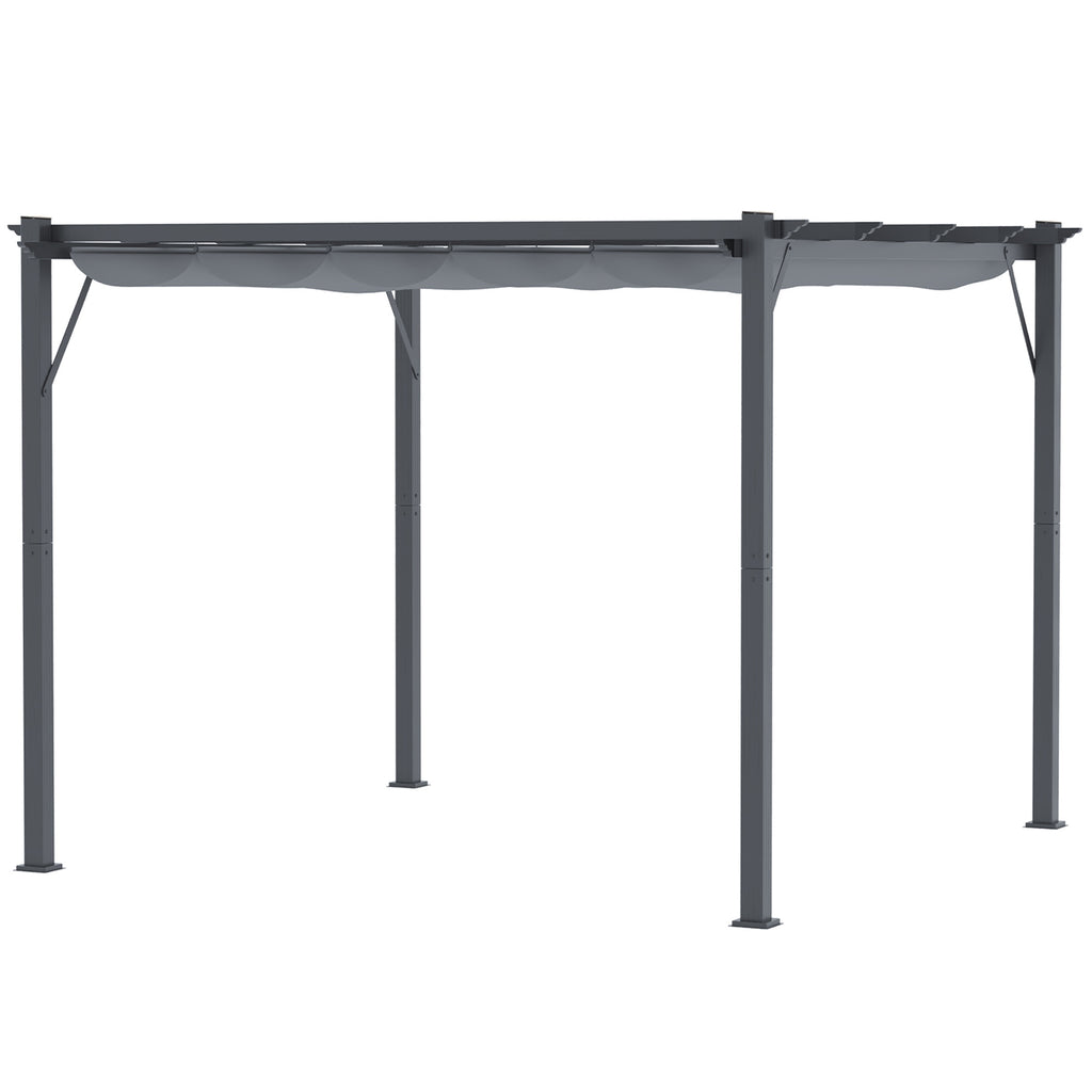 3 x 3 m Aluminum Gazebo, with Retractable Roof - Grey