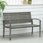 Gartenbank, in Rattanoptik, mit Stahlrahmen, für 2 Personen, grau, 122 x 60 x 85cm