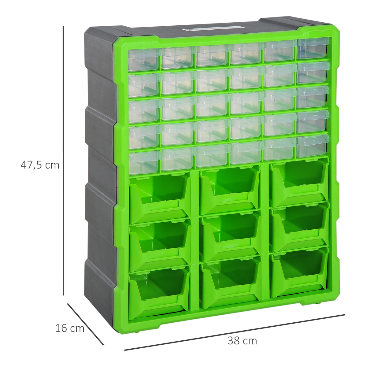  Plastic 39 Drawer Parts Organiser Wall Mount Storage Cabinet Garage Small Nuts Bolts Tool Clear