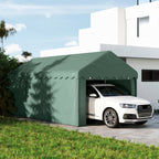 3x6 m Tragbarer Carport, Fahrzeugunterstand mit 2 Eingängen, Polyesterdach, für Autos, Boote, Gartengeräte, Dunkelgrün