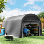 /Gartenschuppen mit Kunststoff-Plane, Werkzeugzelt, aufstellbare Garage, 300B x 450T x 230H cm, Dunkelgrau