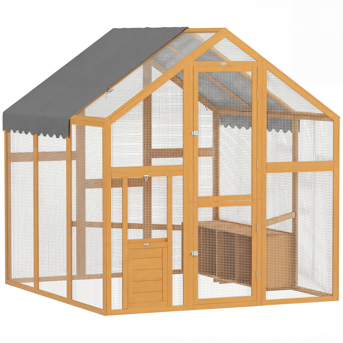 Hühnerstall 3,07㎡ Freilaufgehege Holz mit wasserdichtem Tuch, Sicherheitsschloss, für 6-8 Hühner 1,7 x 1,8 x 1,8 m