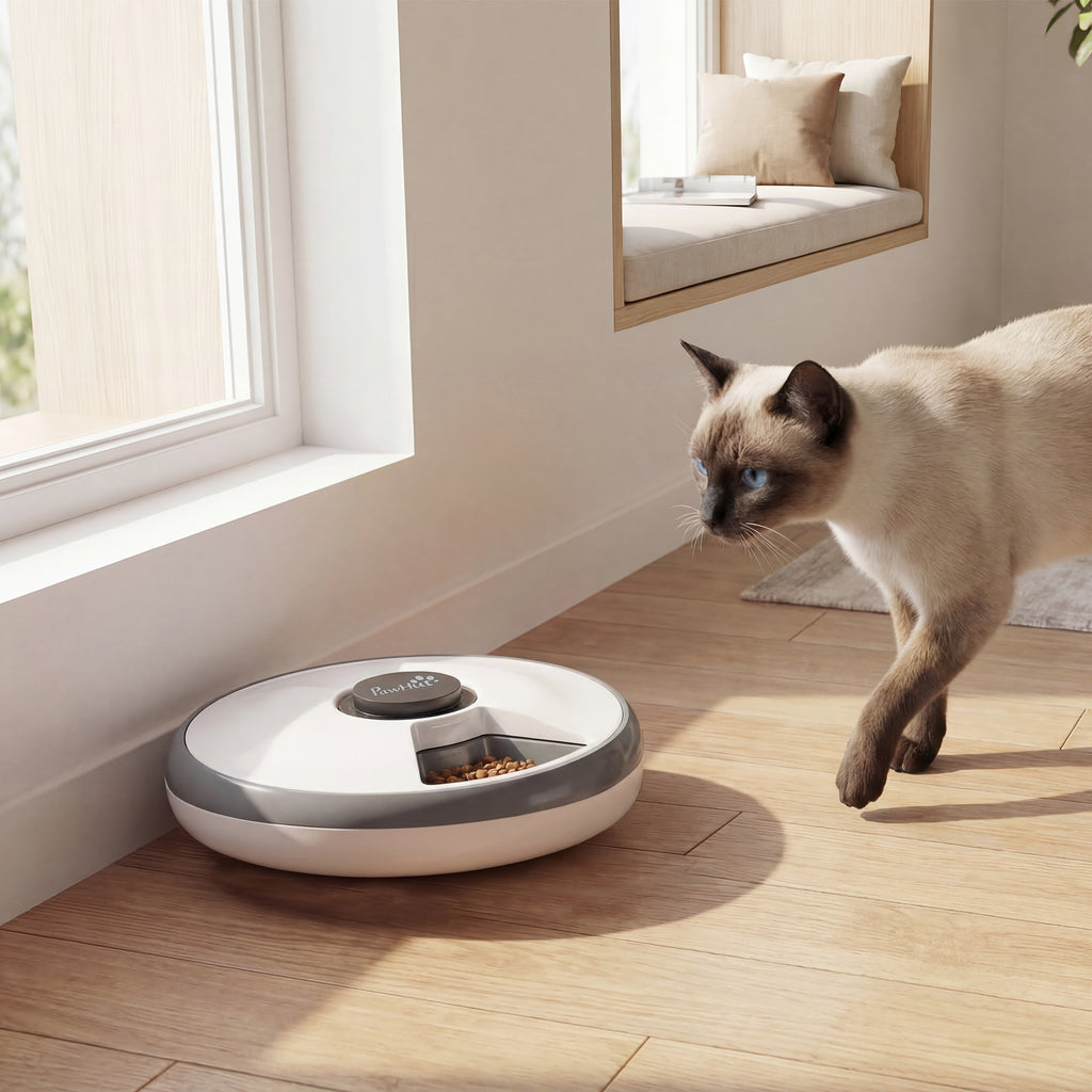 Automatic Cat Feeder Programmable Timer for Dry Wet Food Cat Food Dispenser with Ice Pack for 6 Meals