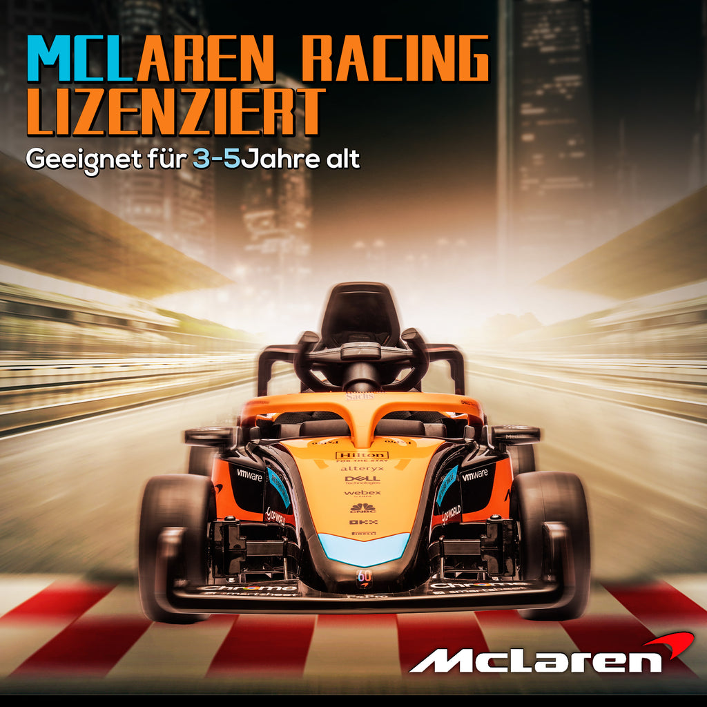 Elektro-Kinderauto, McLaren Formel-1, inkl. Fernsteuerung, Musik, für 3-5 Jahre, Orange