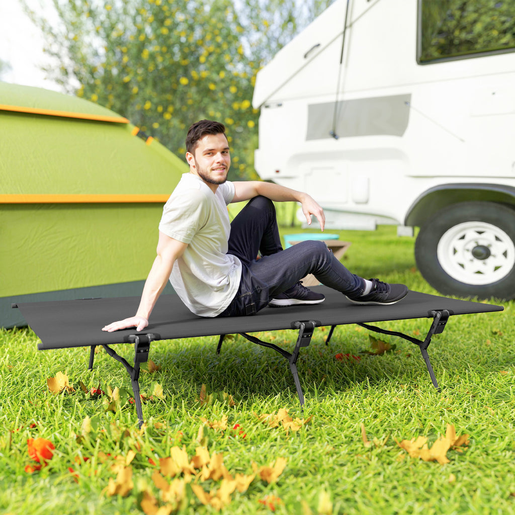 Feldbett faltbar Campingbett mit Tragetasche 200 x 100 x 36 cm bis 120 kg Extra Breit Schwarz