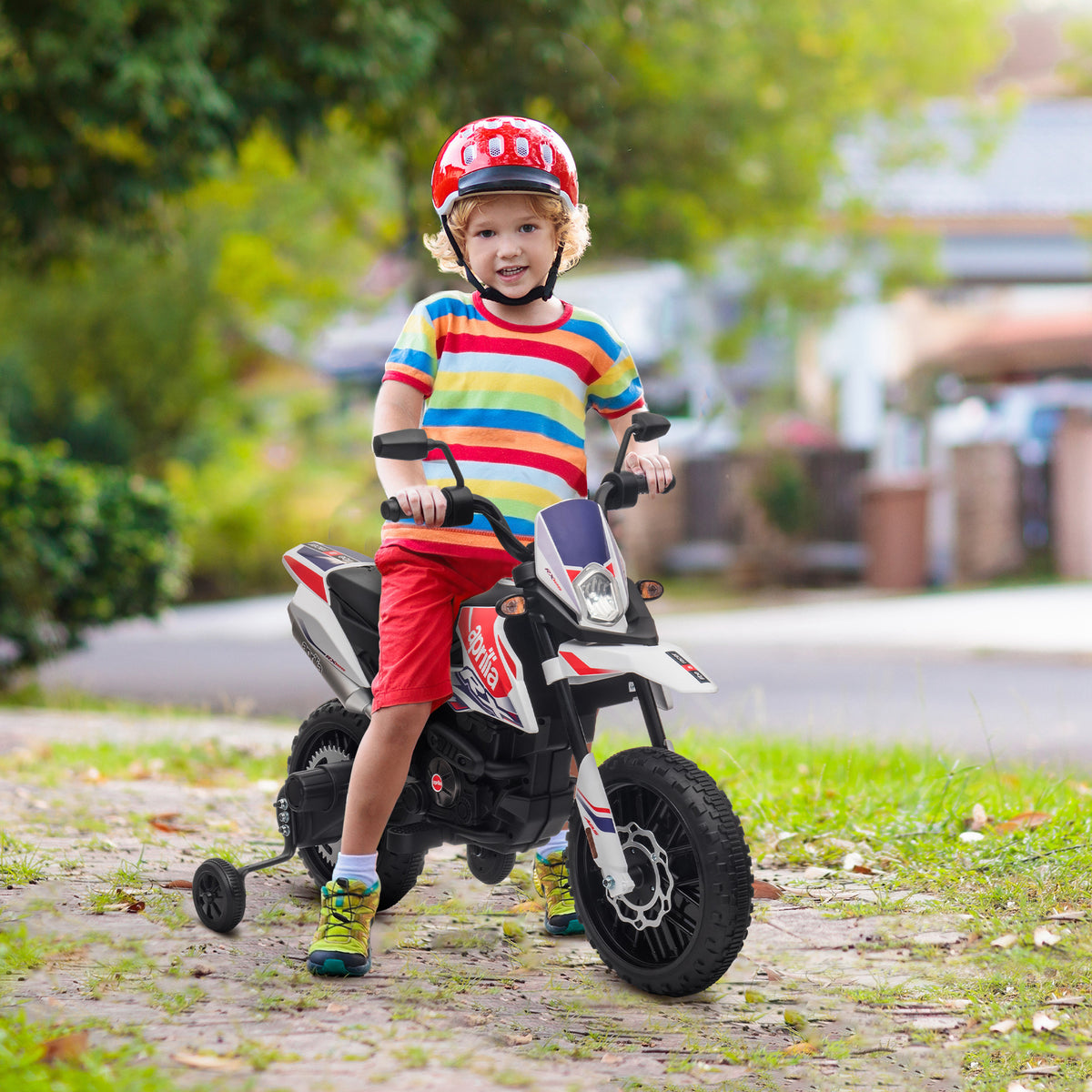 12V Kinder-Motorrad mit St¨¹tzr?dern, LED-Lichtern, Musik, USB, Elektro-Motorrad f¨¹r Jungen und M?dchen, Wei?