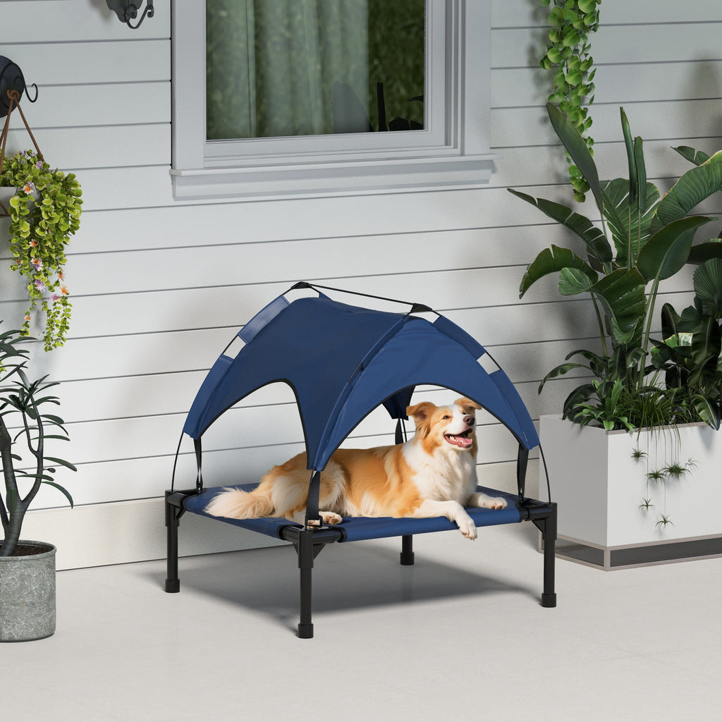 Cooling Raised Pet Bed w/ Washable Breathable Mesh, for Small Medium Dogs, 76 x 61 x 69.5cm - Dark Blue