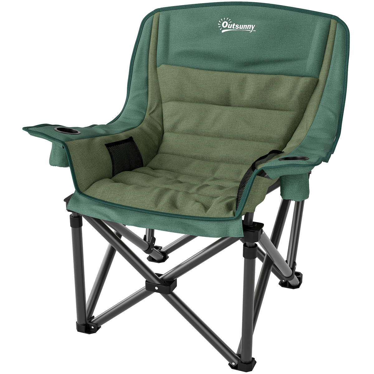 Portable Padded Camping Chair, with Bag - Olive Green