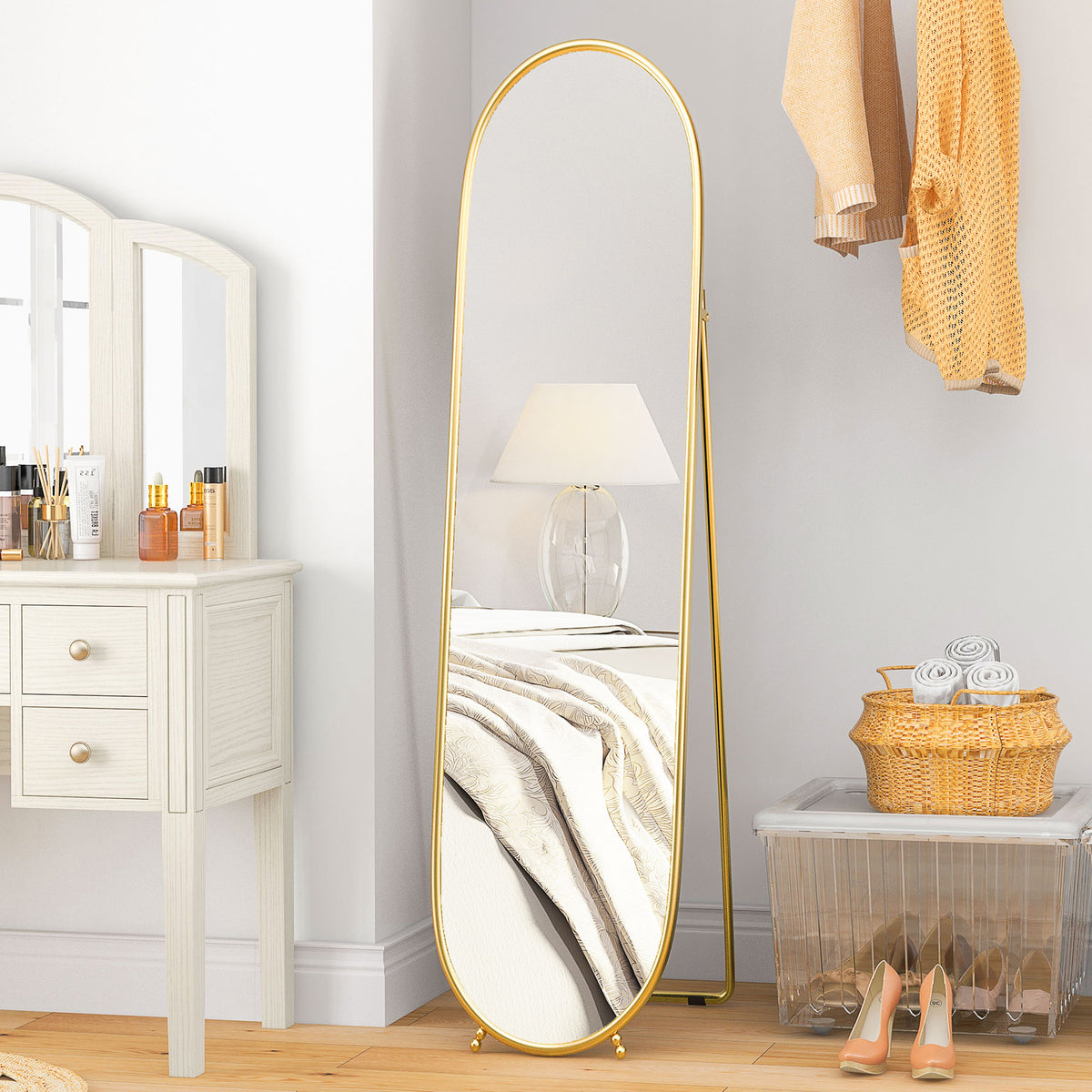 Two-Way Curved Full Length Mirror - Gold Tone
