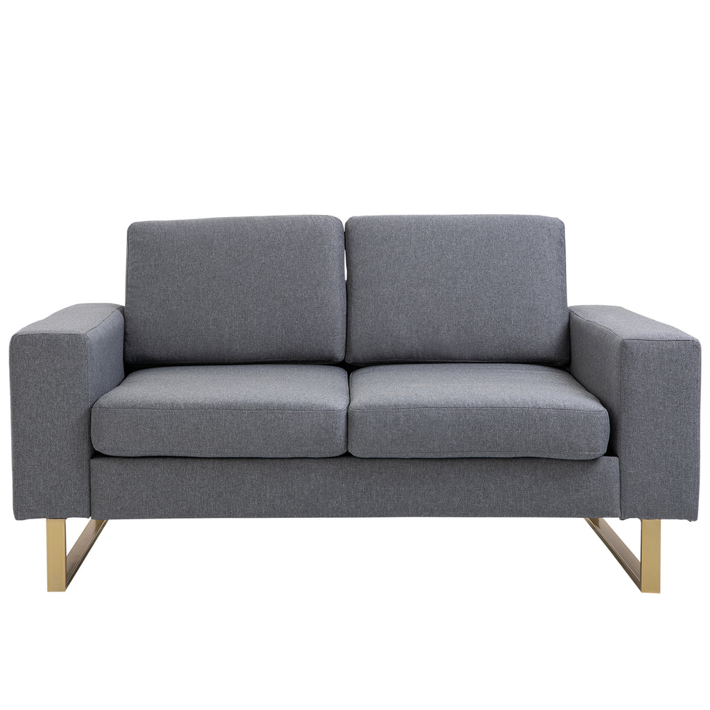 2 Sitzer Sofa Zweisitzer Stoffsofa mit Kissen Armlehne Leinenoptik f¨¹r Schlafzimmer 145 x 82 x 78 cm Dunkelgrau
