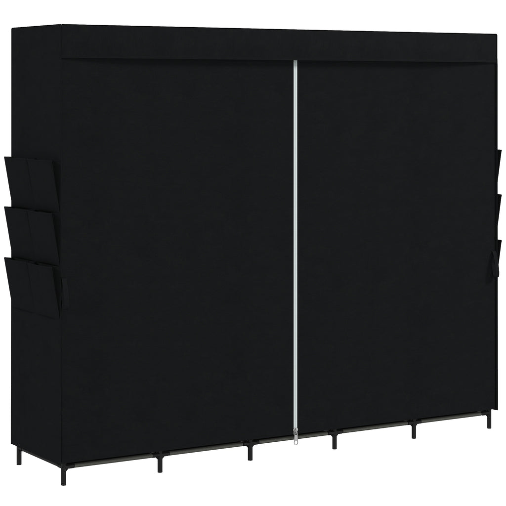 Stoff-Kleiderschrank, staubdicht, tragbar, 5 Kleiderstangen, 212 x 45 x 167 cm, Schwarz
