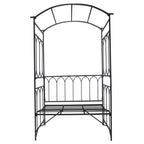 Garden Metal Frame Bench W/Arch for Various Climbing Plant, 115Lx50Wx203H cm-Black