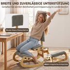 Ergonomischer Kniestuhl mit Rückenlehne, Cord-Optik, Grau