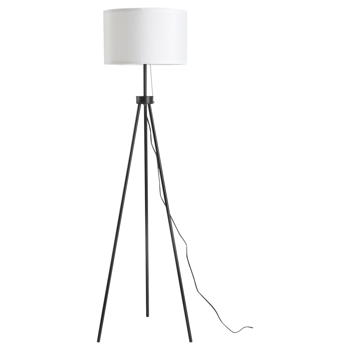 Stehlampe mit Lampenschirm aus Polyester und Baumwolle, Standleuchte Stehleuchte mit E27 Fassung für Wohnzimmer, Schlafzimmer, Weiß, exkl. Glühbirne