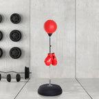 Box-Set mit Punchingball, höhenverstellbar, inkl. Boxhandschuhe, 126-144cm, Rot