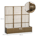 Blumenkasten mit Spalier, wetterfest, Polyrattan, 103 x 29 x 103 cm, Sandfarbe