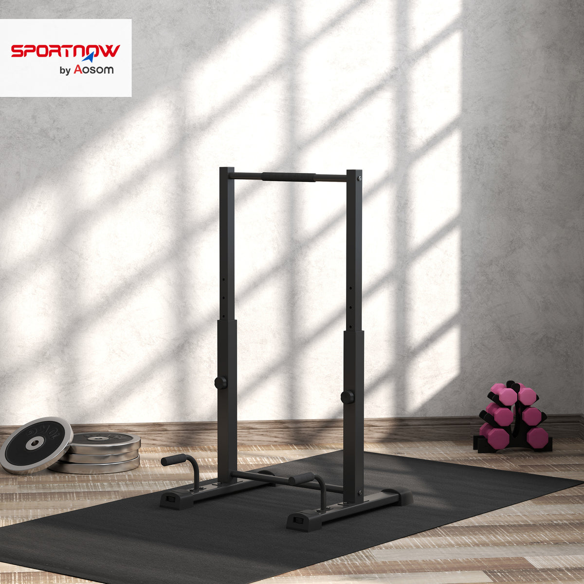 Dip-Station, Liegest¨¹tz-St?nder, 93-117 cm h?henverstellbar, 540 kg Belastbarkeit, Ganzk?rper-Training, Schwarz