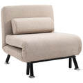 Klappsessel mit Bettfunktion, klappbarer Relaxsessel in Leinenoptik, Verstellbare R¨¹ckenlehne, 75 x 70 x 75 cm, Beige