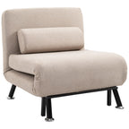 Klappsessel mit Bettfunktion, klappbarer Relaxsessel in Leinenoptik, Verstellbare R¨¹ckenlehne, 75 x 70 x 75 cm, Beige